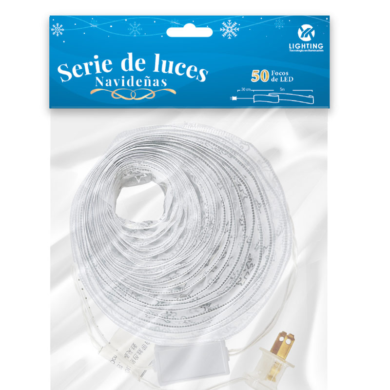 Listón De 50 Luces Led 8w Navidad Con 8 Secuencias 5 Metros 