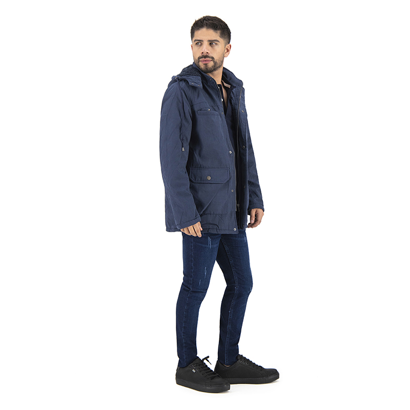 Chamarra Slim Cazadora Larga Táctica de Gabardina Para Hombre Holstone - Azul