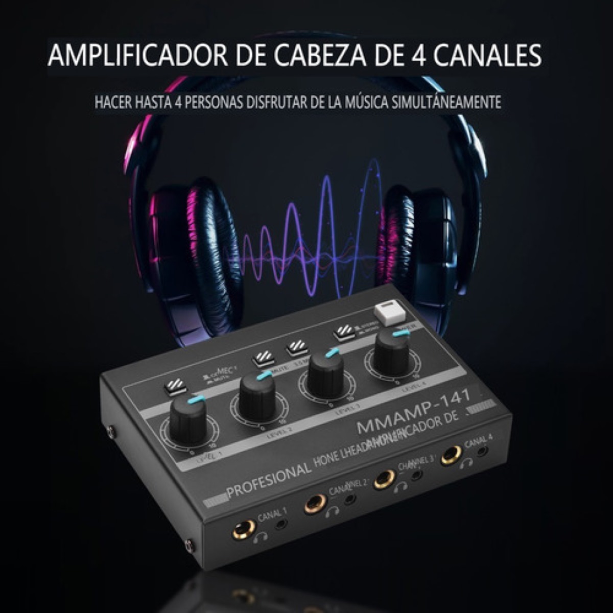 Amplificador De Audífonos mp-14 De 4 Canales