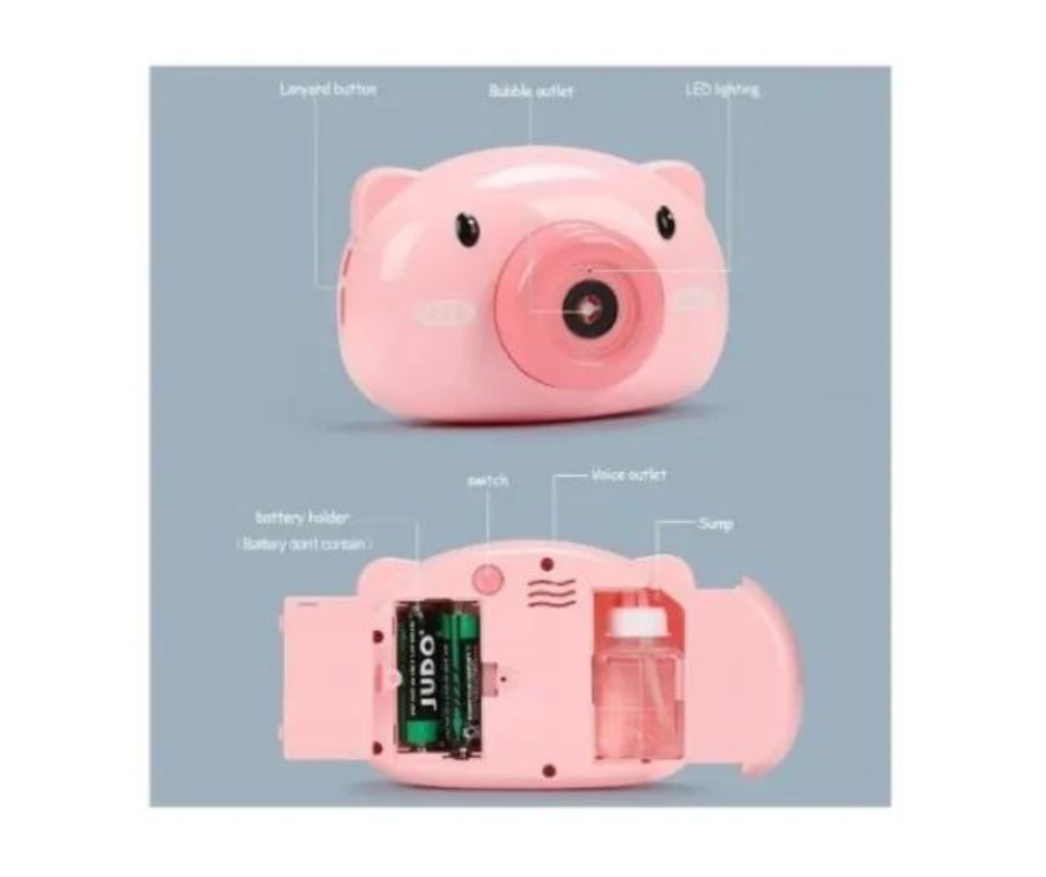 Máquina De Burbujas En Forma De Cámara Diseño Cerdito Juguete