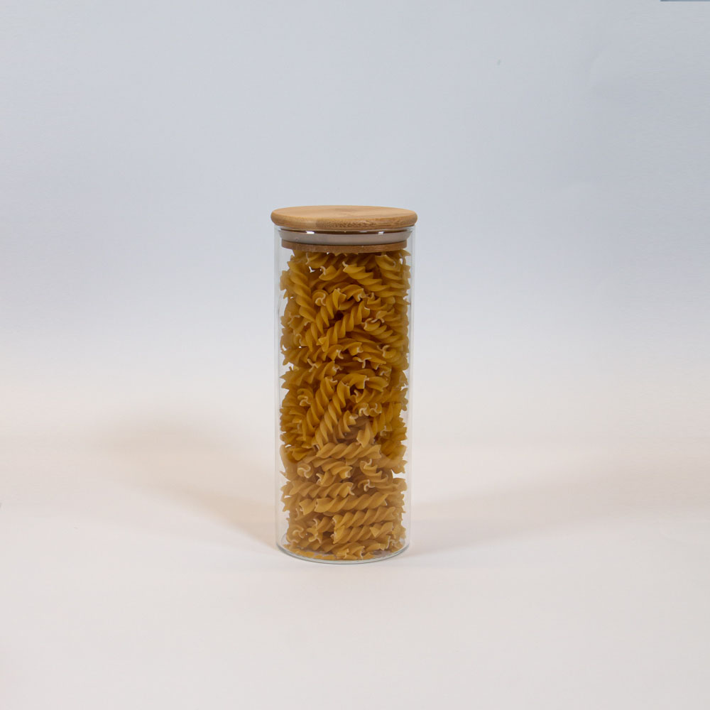 6PACK 1LITRO Frascos de vidrio con tapa bambú