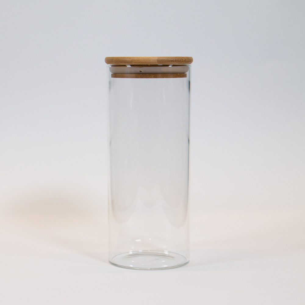 6PACK 1LITRO Frascos de vidrio con tapa bambú