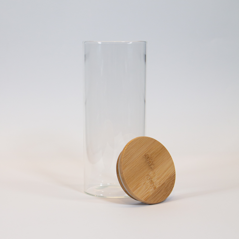 6PACK 1LITRO Frascos de vidrio con tapa bambú