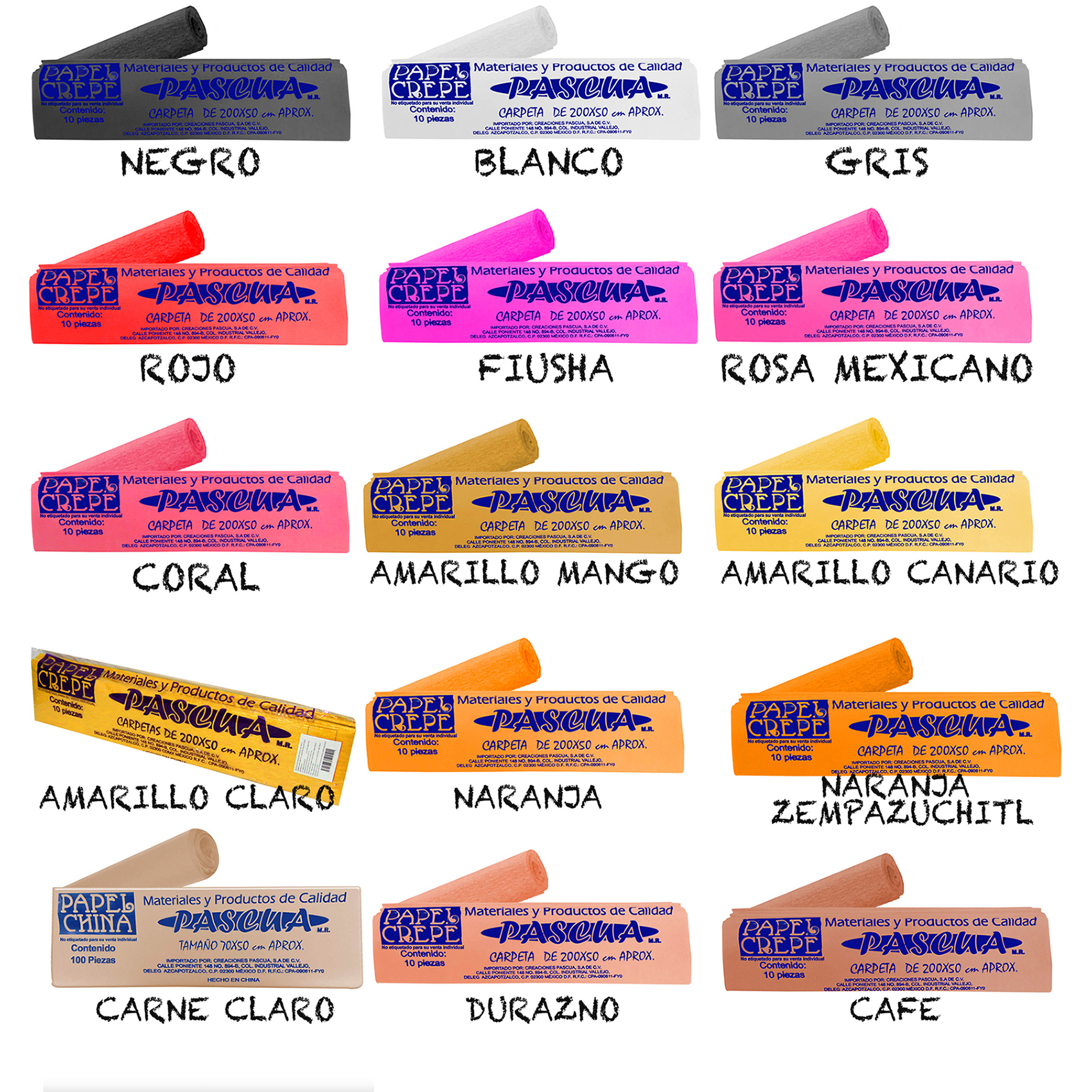 10 papel de crepe papel de seda multicolor 200x50CM DIY MANUALIDAD Diseños y decoracion