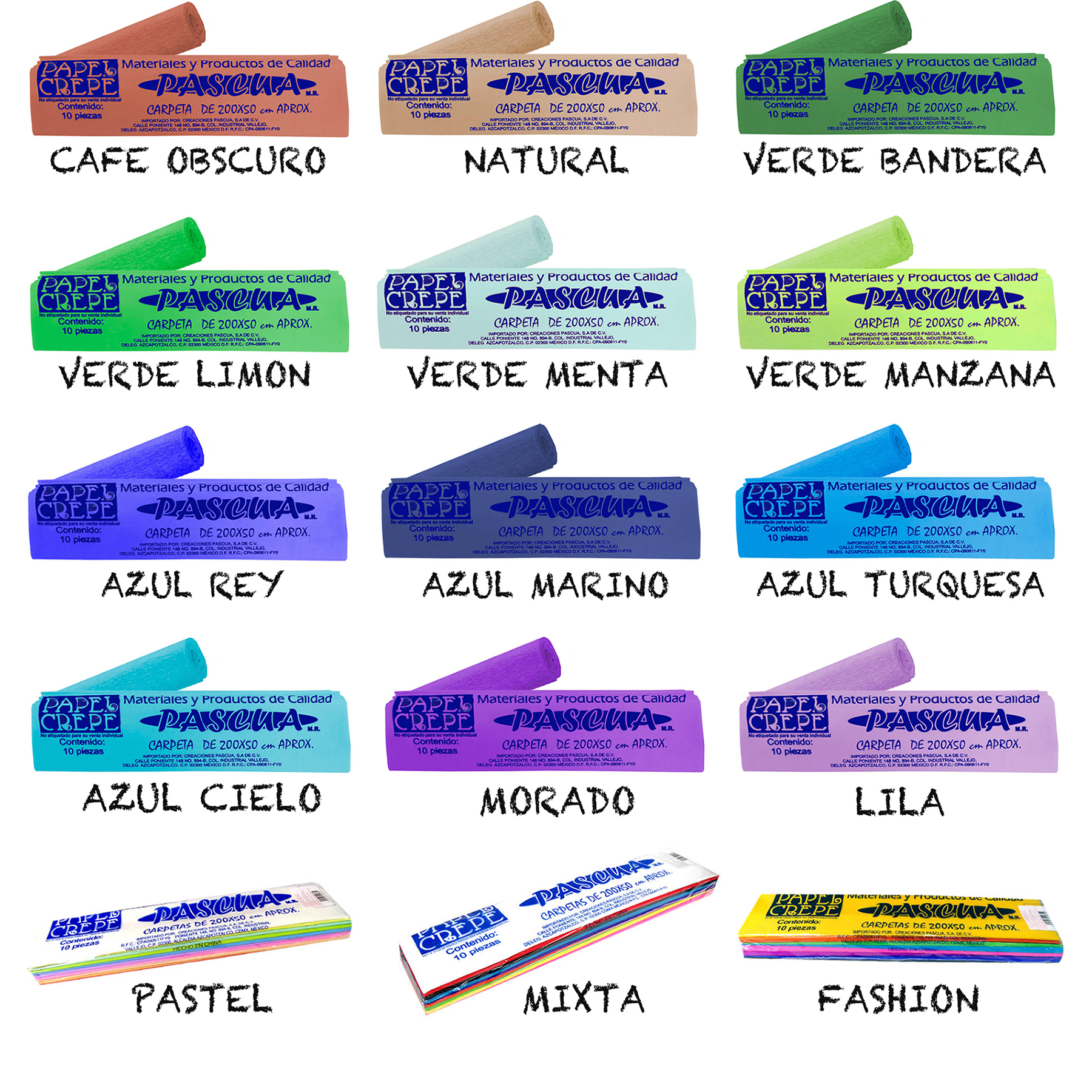 10 papel de crepe papel de seda multicolor 200x50CM DIY MANUALIDAD Diseños y decoracion