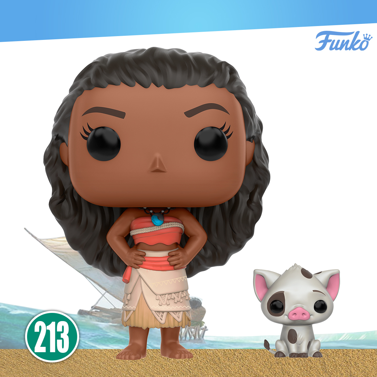 Funko Pop Figura: Moana - Moana & Pua #213 con Protector de Acrilico
