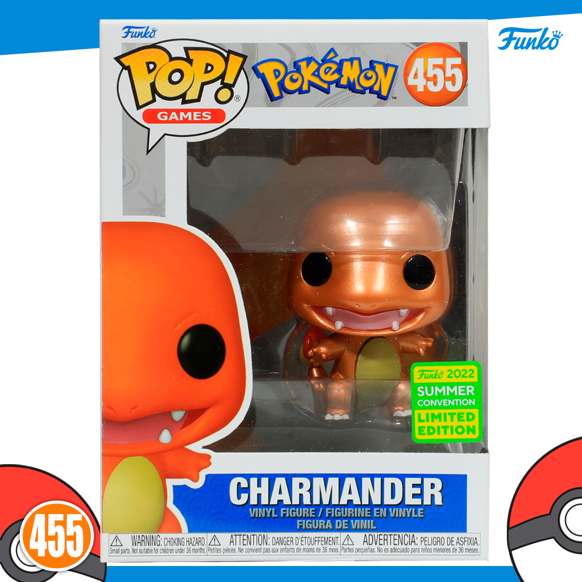 Funko Pop Charmander Metalico Edicion Limitada #455 Pokemon Anime con Protector Acrilico