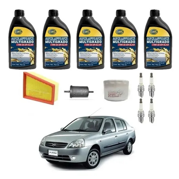 Kit Afinación Nissan Platina 1.6 Clio 1.6 Aceite 15w40