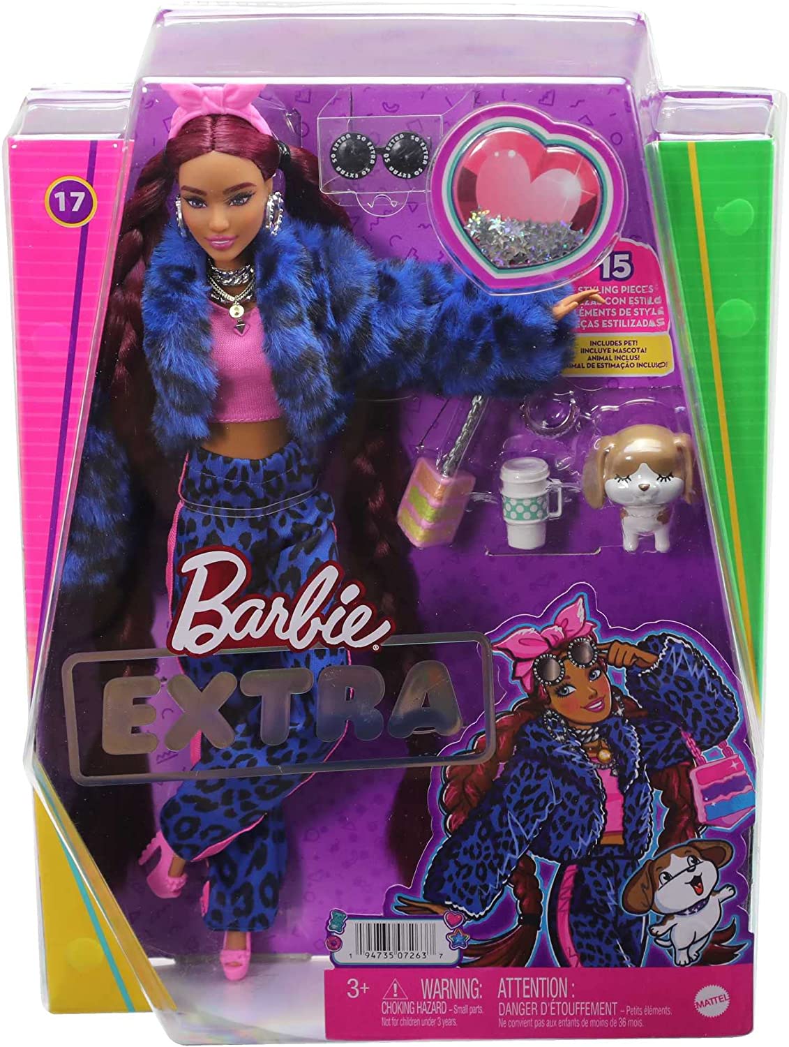 Barbie Extra Muñeca Con Traje De Leopardo Azul Puppy N 17