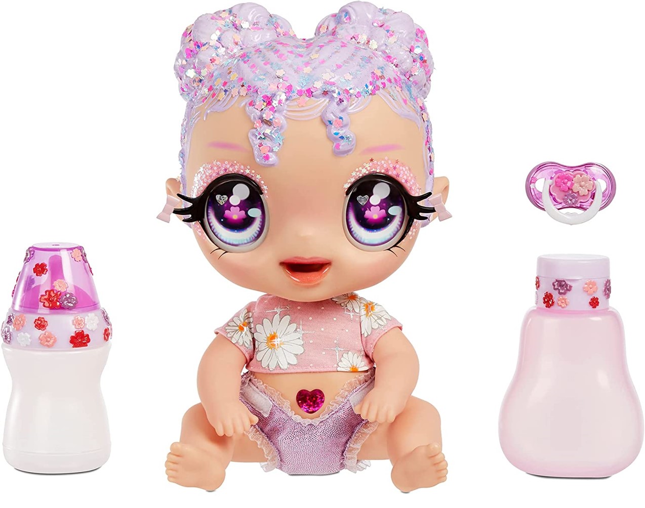 Glitter Babyz Muñeca Lila Wildboom 3 Cambios De Color Mágico