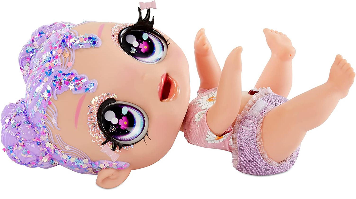 Glitter Babyz Muñeca Lila Wildboom 3 Cambios De Color Mágico