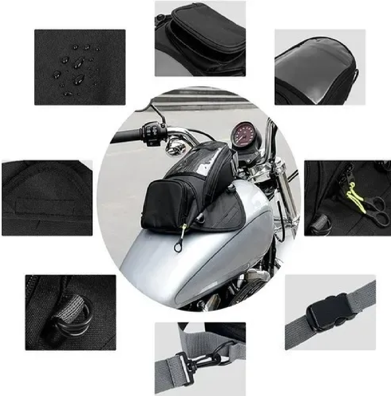  Mochila Bolsa  Para Tanque Moto Negro