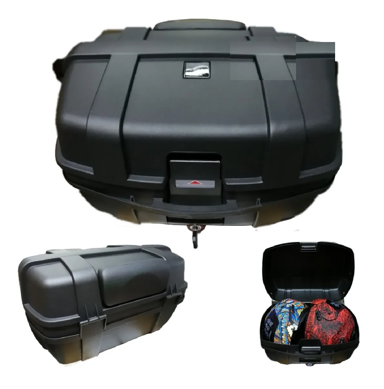 Caja Moto Para 2 Cascos Respaldo Acojinado Baul Maletero Ns