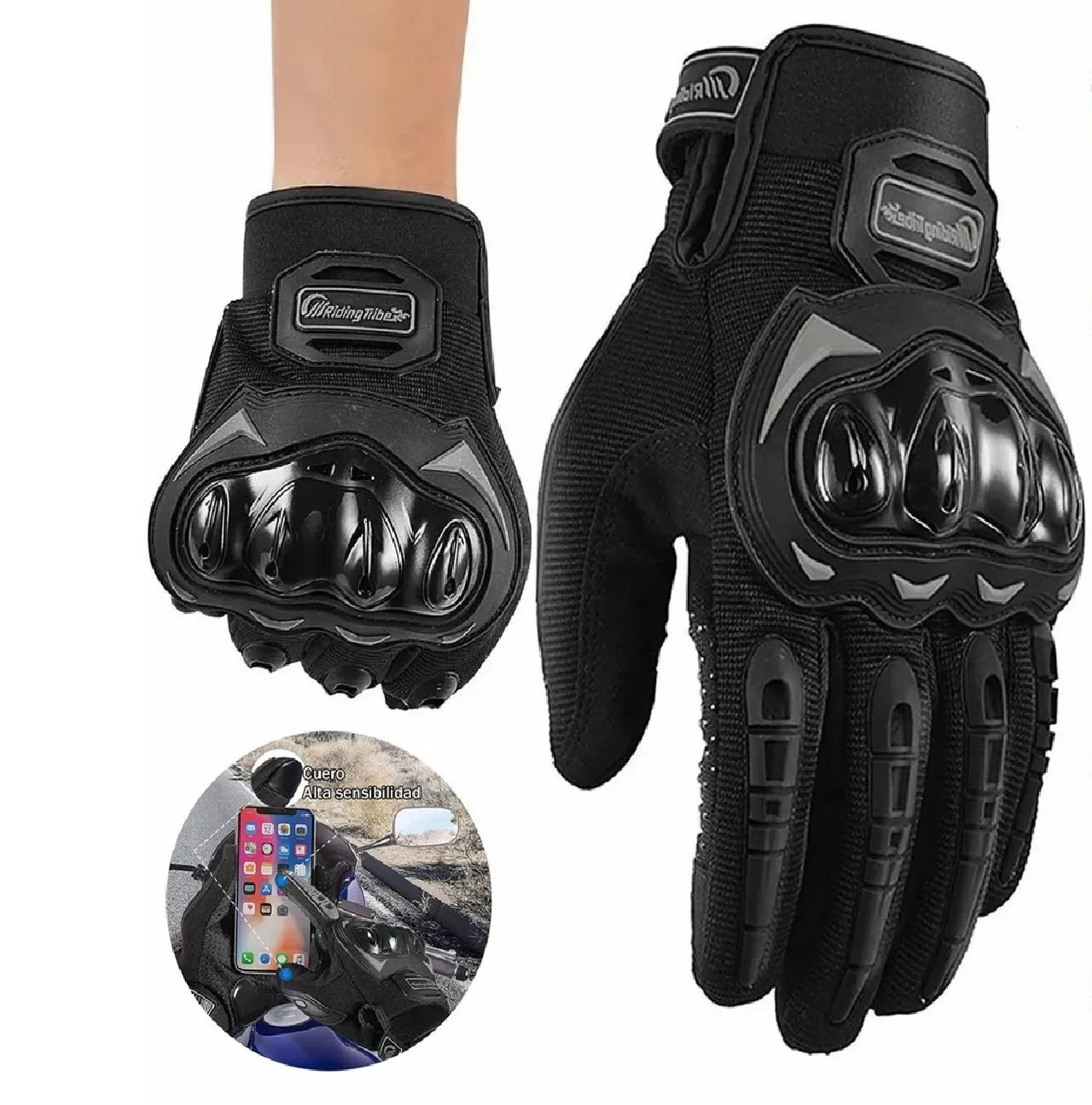 Guantes Proteccion Pantalla Táctil De Dedo Para Motocicleta Negro M