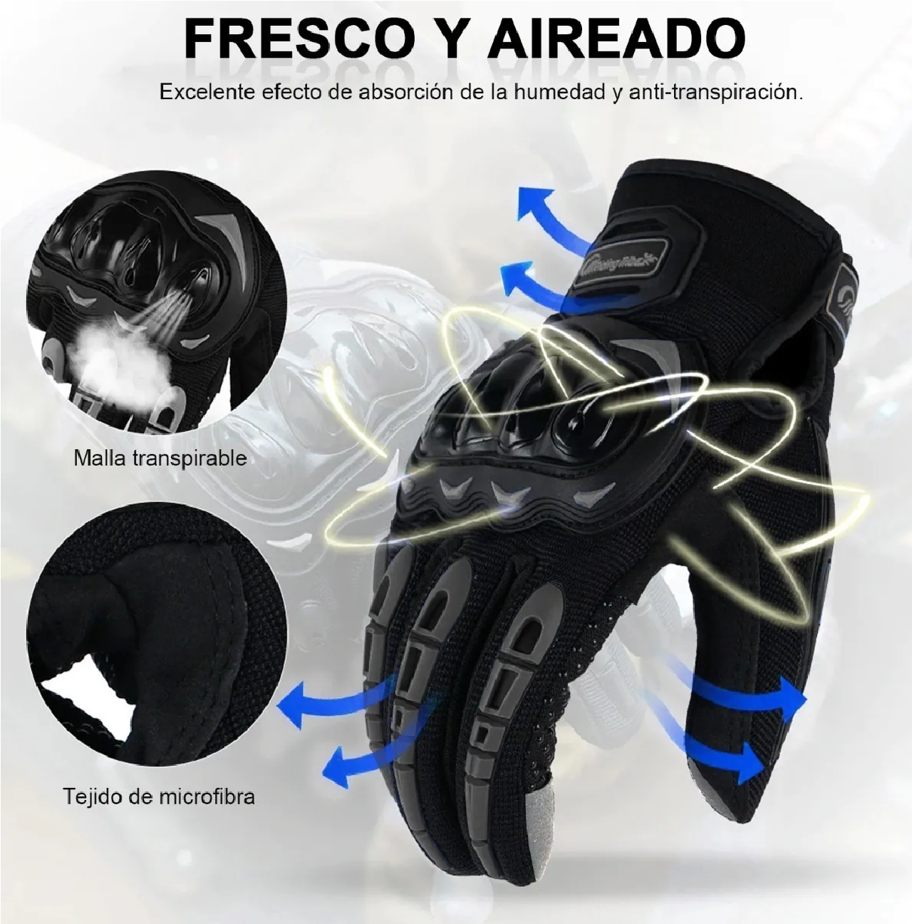 Guantes Proteccion Pantalla Táctil De Dedo Para Motocicleta Negro M