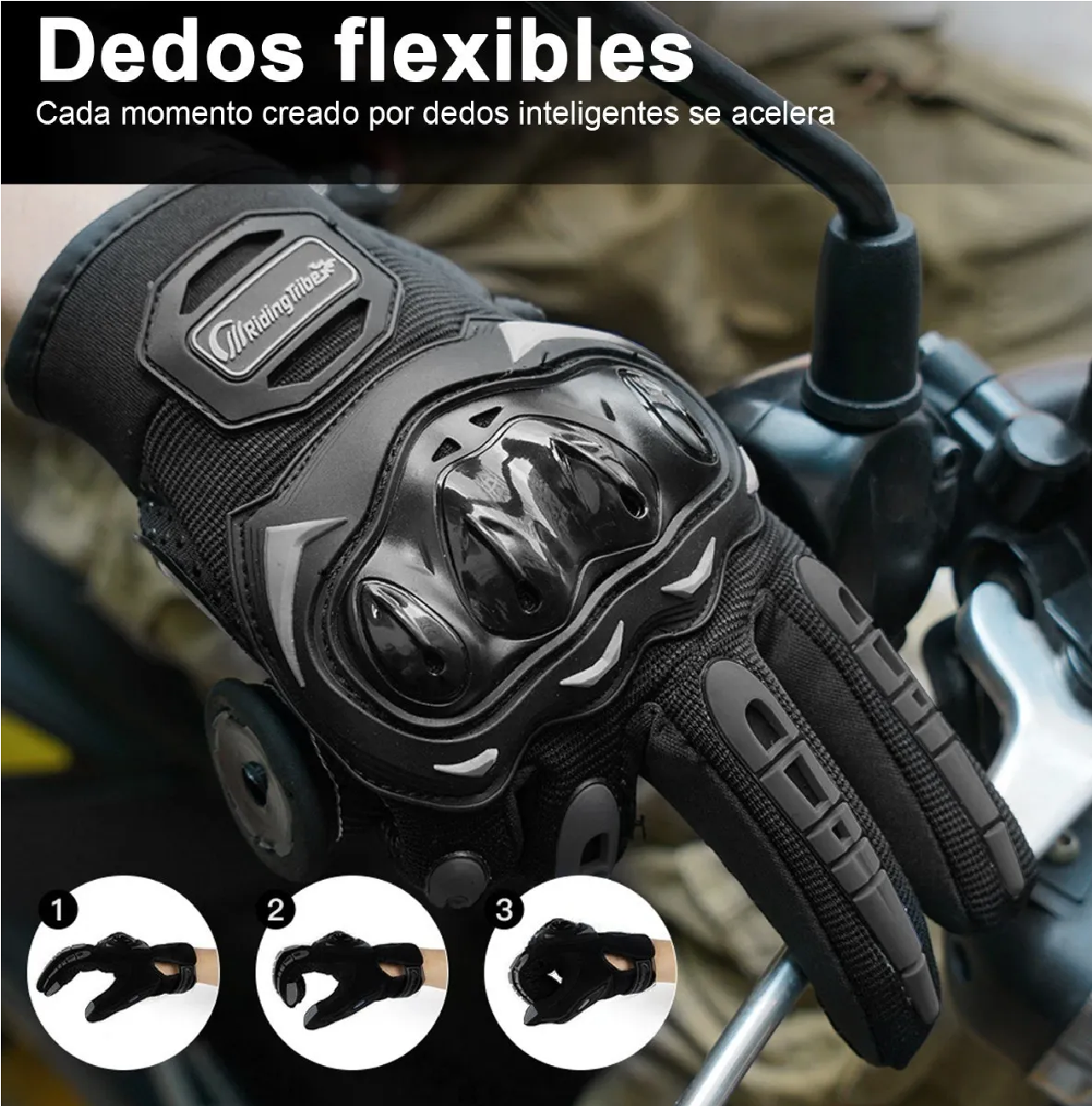 Guantes Proteccion Pantalla Táctil De Dedo Para Motocicleta Negro M
