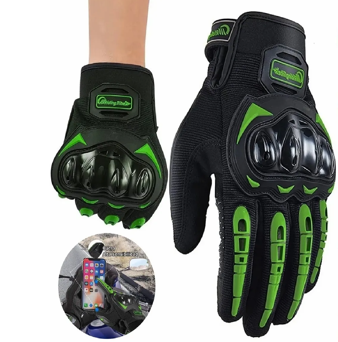 Guantes Proteccion Pantalla Táctil De Dedo Para Motocicleta Verde L