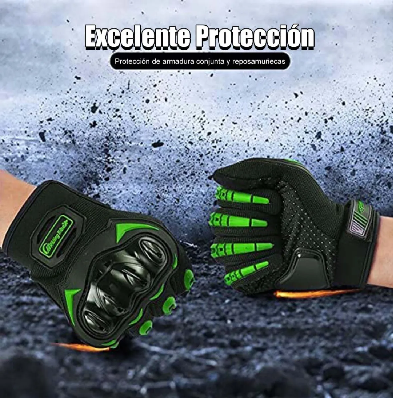 Guantes Proteccion Pantalla Táctil De Dedo Para Motocicleta Verde L