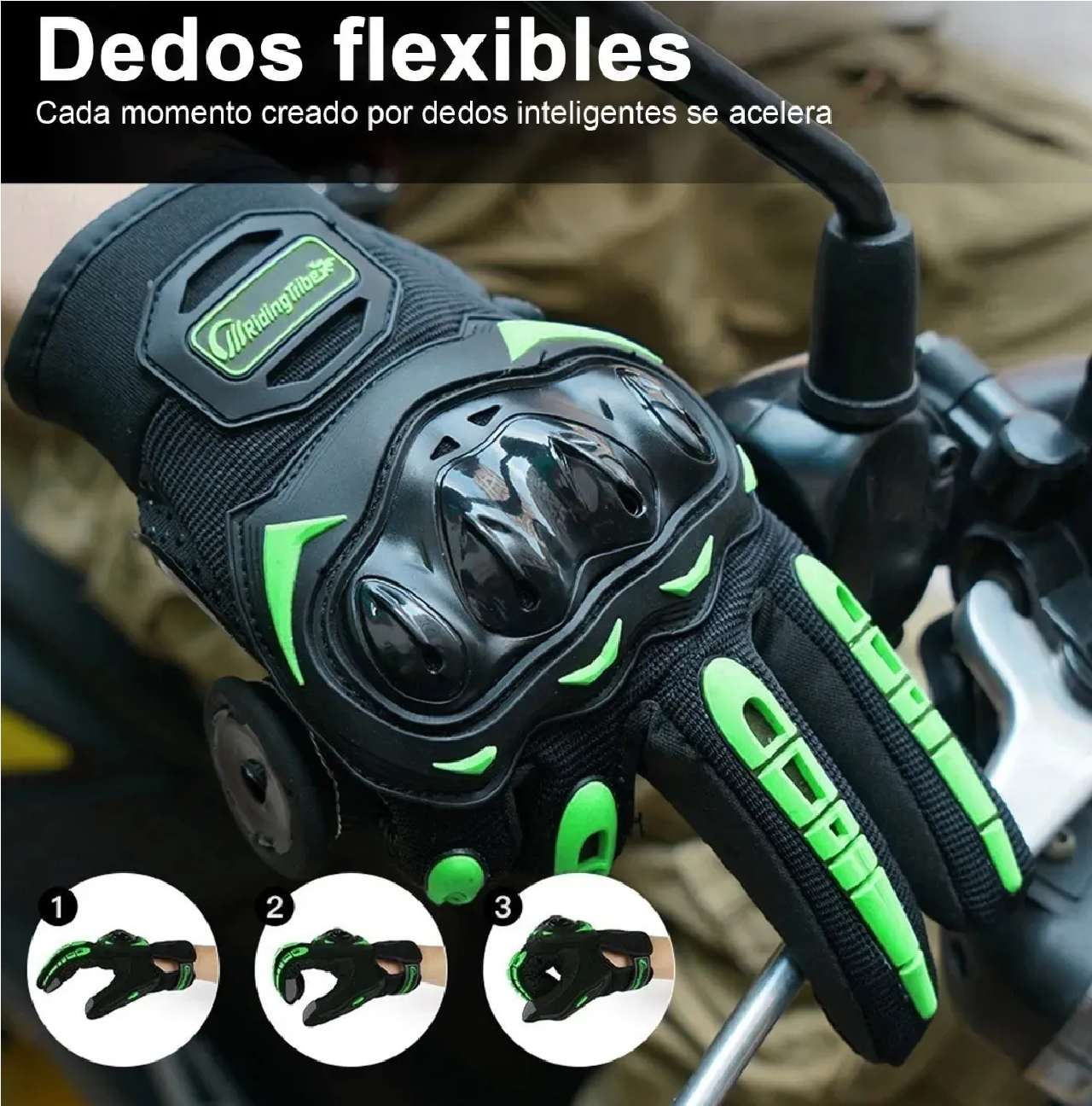 Guantes Proteccion Pantalla Táctil De Dedo Para Motocicleta Verde L