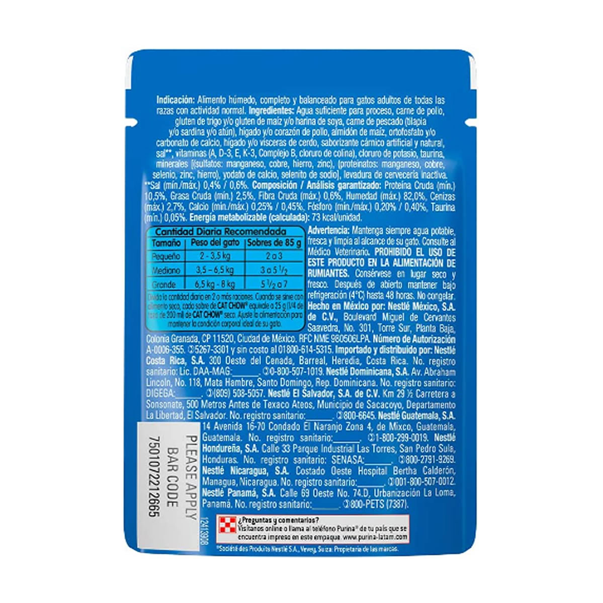 Sobres Alimento p/ Gato sabor Pescado Cat Chow 24pz 85gr c/u