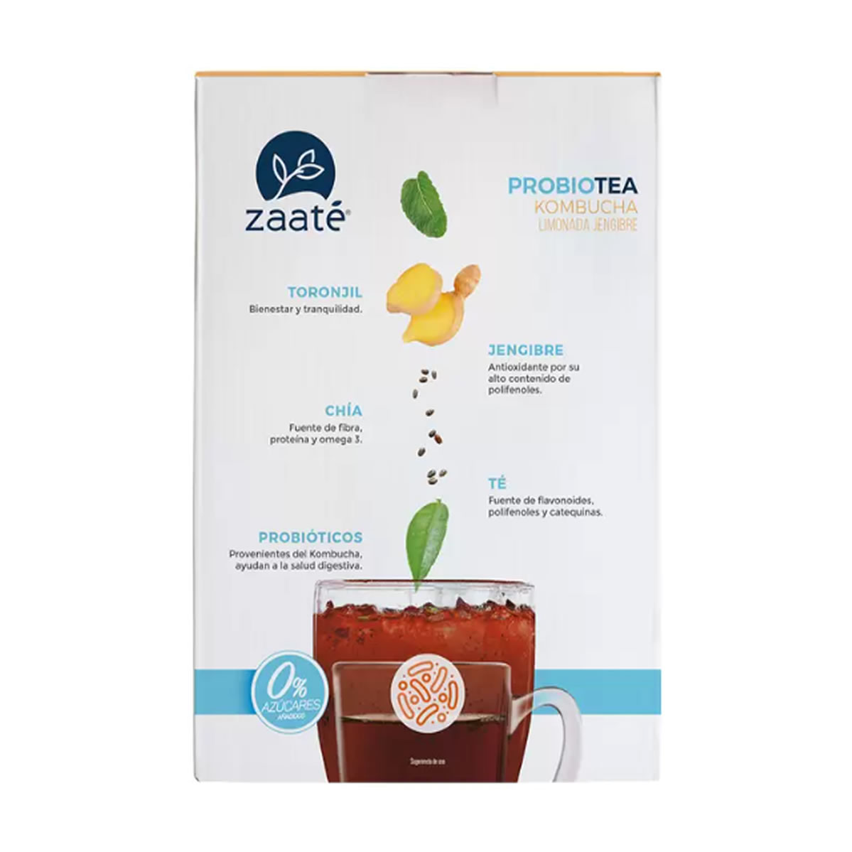 Té Verde Kombucha Limonada Jengibre sin Azúcar Zaaté 700 g