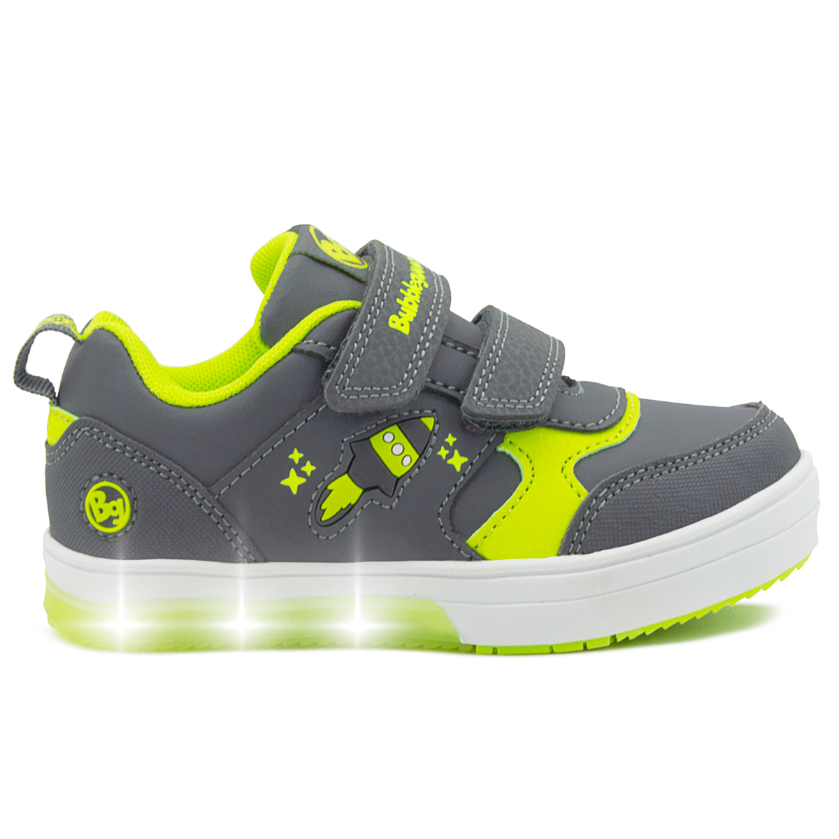Bubble gummers Tenis con Luz Niño Plomo Gris/Verde 14-20