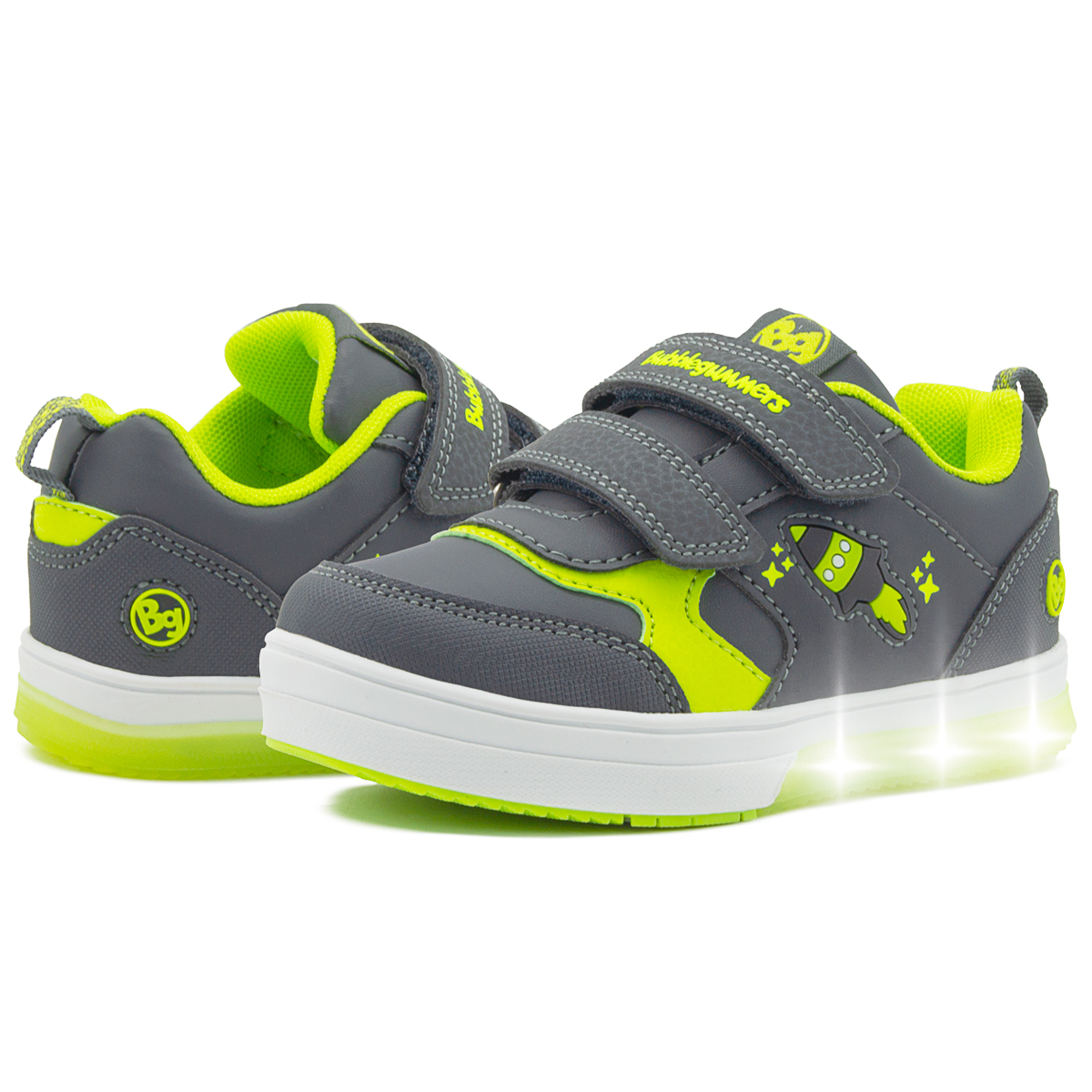 Bubble gummers Tenis con Luz Niño Plomo Gris/Verde 14-20