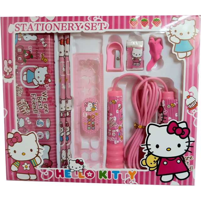 Set Estuchera Sacapuntas Goma Regla Cuerda para Saltar