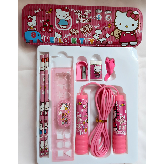 Set Estuchera Sacapuntas Goma Regla Cuerda para Saltar