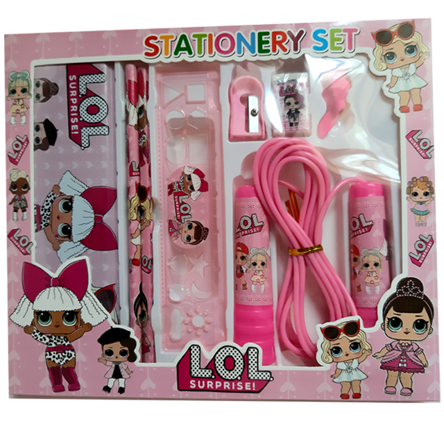 Set Estuchera Sacapuntas Goma Regla Cuerda para Saltar