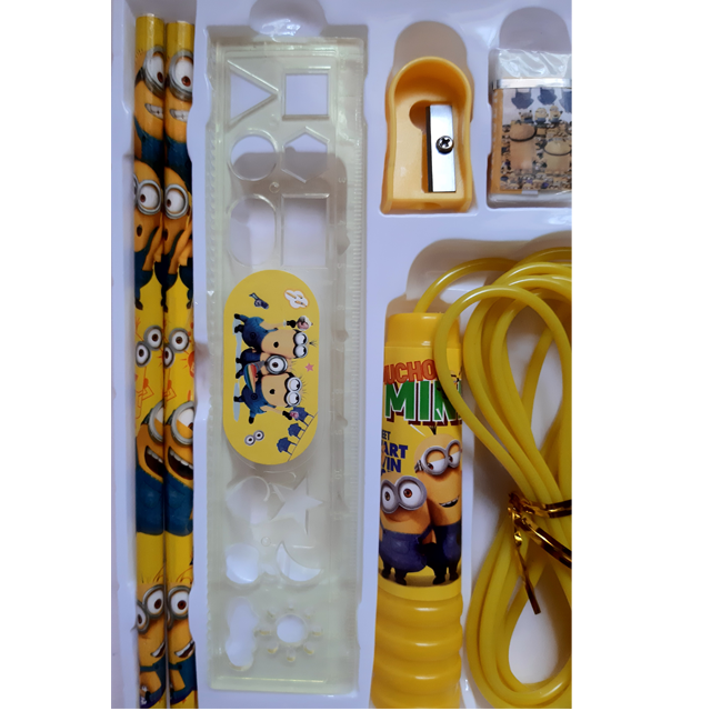 Set Estuchera Sacapuntas Goma Regla Cuerda para Saltar