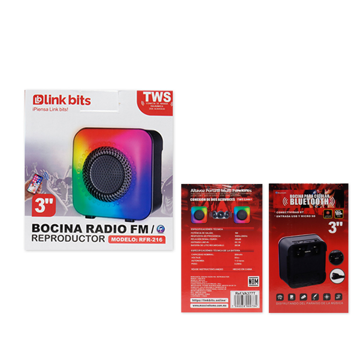 Bocina Portatil con Bluetooth LinkBits VA377T