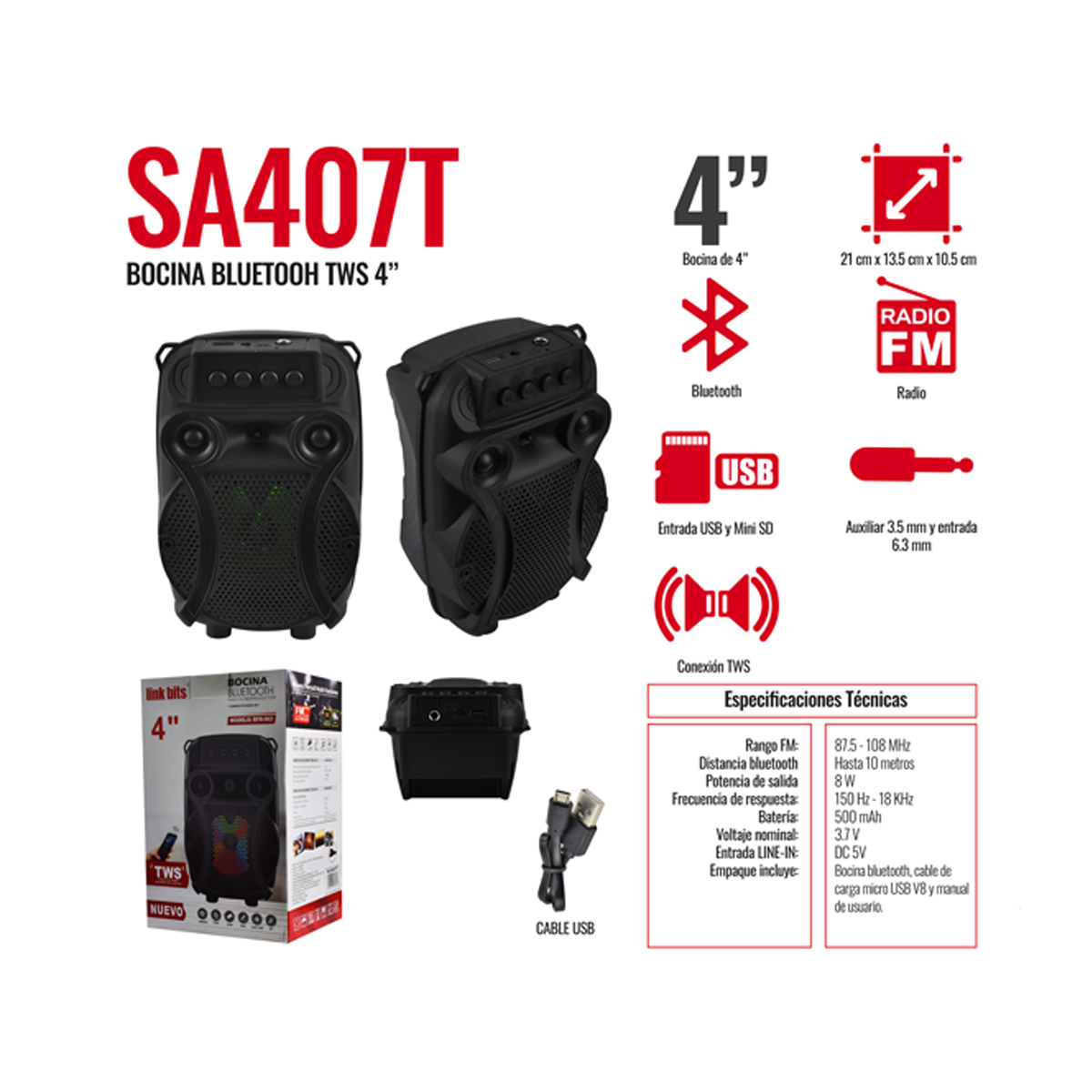 Bocina Bluetooth Link Bits SA407T