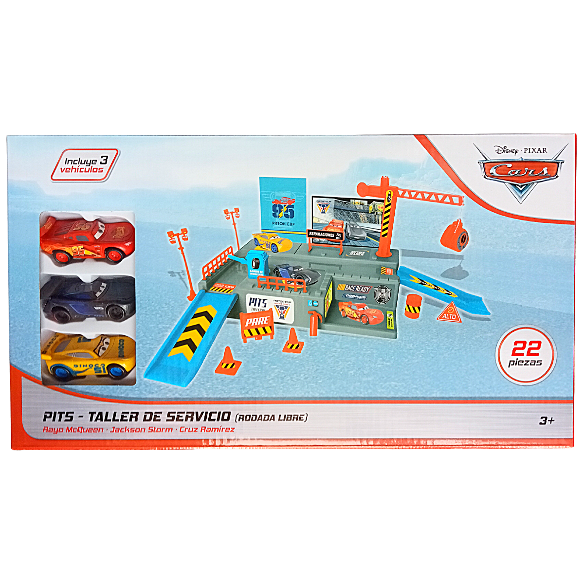 Taller De Servicio Pits 3 Autos Mcqueen,,jackson, Cruz Cars