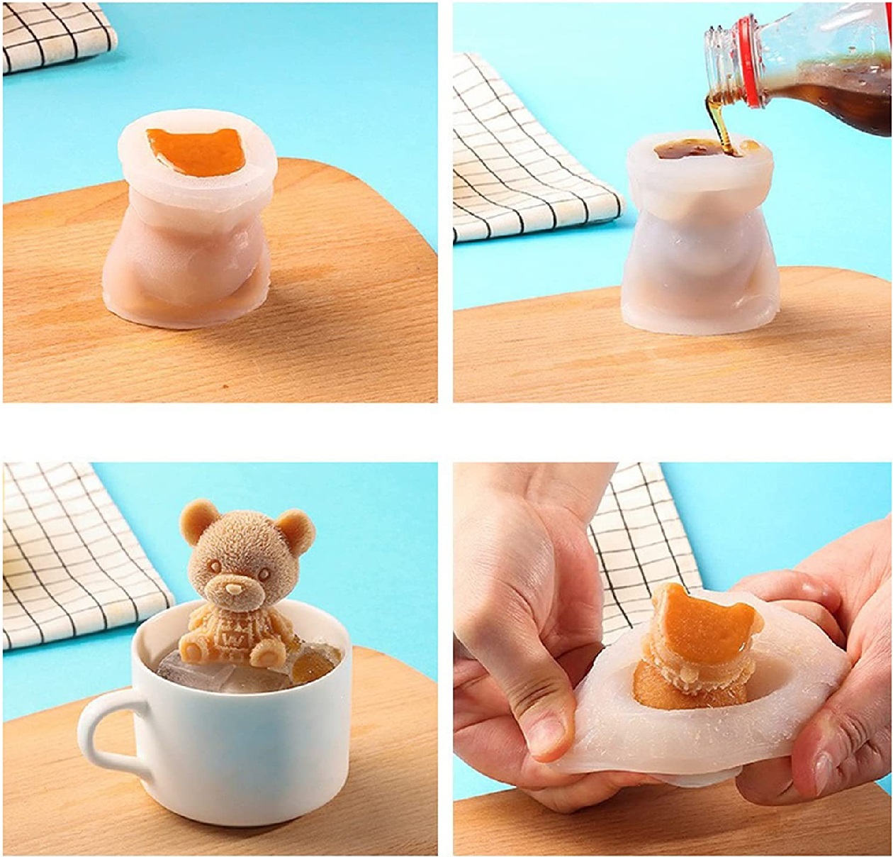 Molde Para Hielo en Forma de Osito Silicón