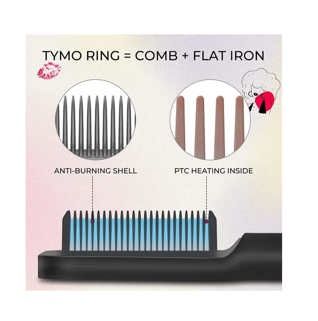 TYMO Ring Straightener Black Cepillo Alaciador Negro