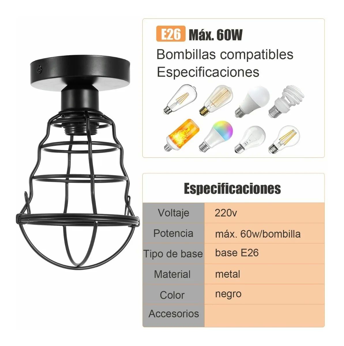 Lámparas De Techo Industriales Metal Lámpara Colgante Jaula