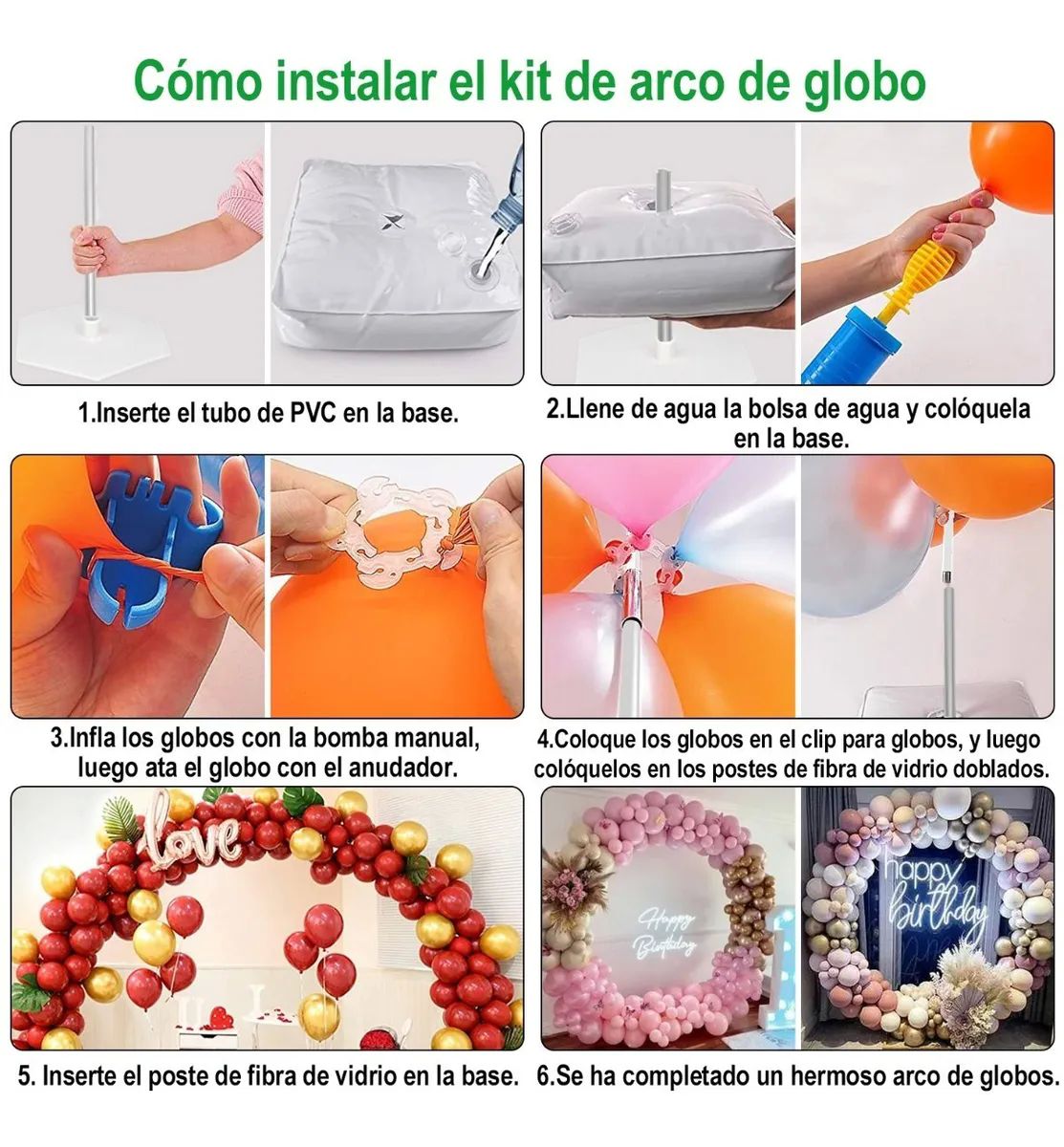 Estructura Base Para Globos Completo Redondo + Arco 2 En 1