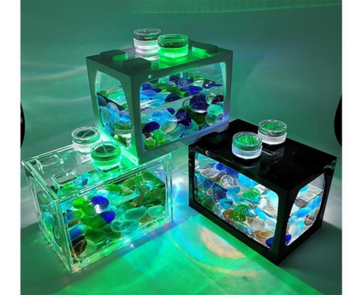 Mini Pecera Blanca Para Pez Beta Con Luz 