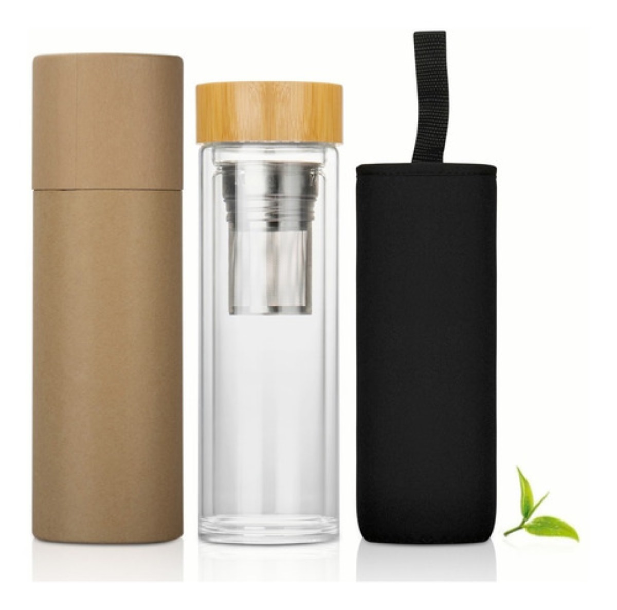 Termo Infusor Te De Vidrio Con Tapa Bambú 