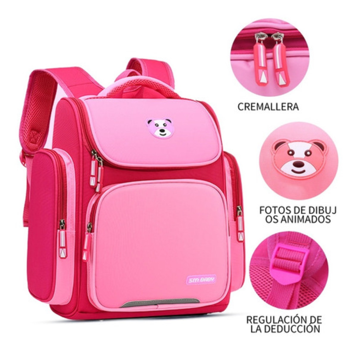 Mochila Escolar Para Niña Oso Rosa