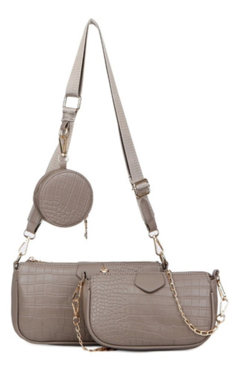 Bolsa 3 En 1 Moda Mujer Bandolera Crossbody Beige
