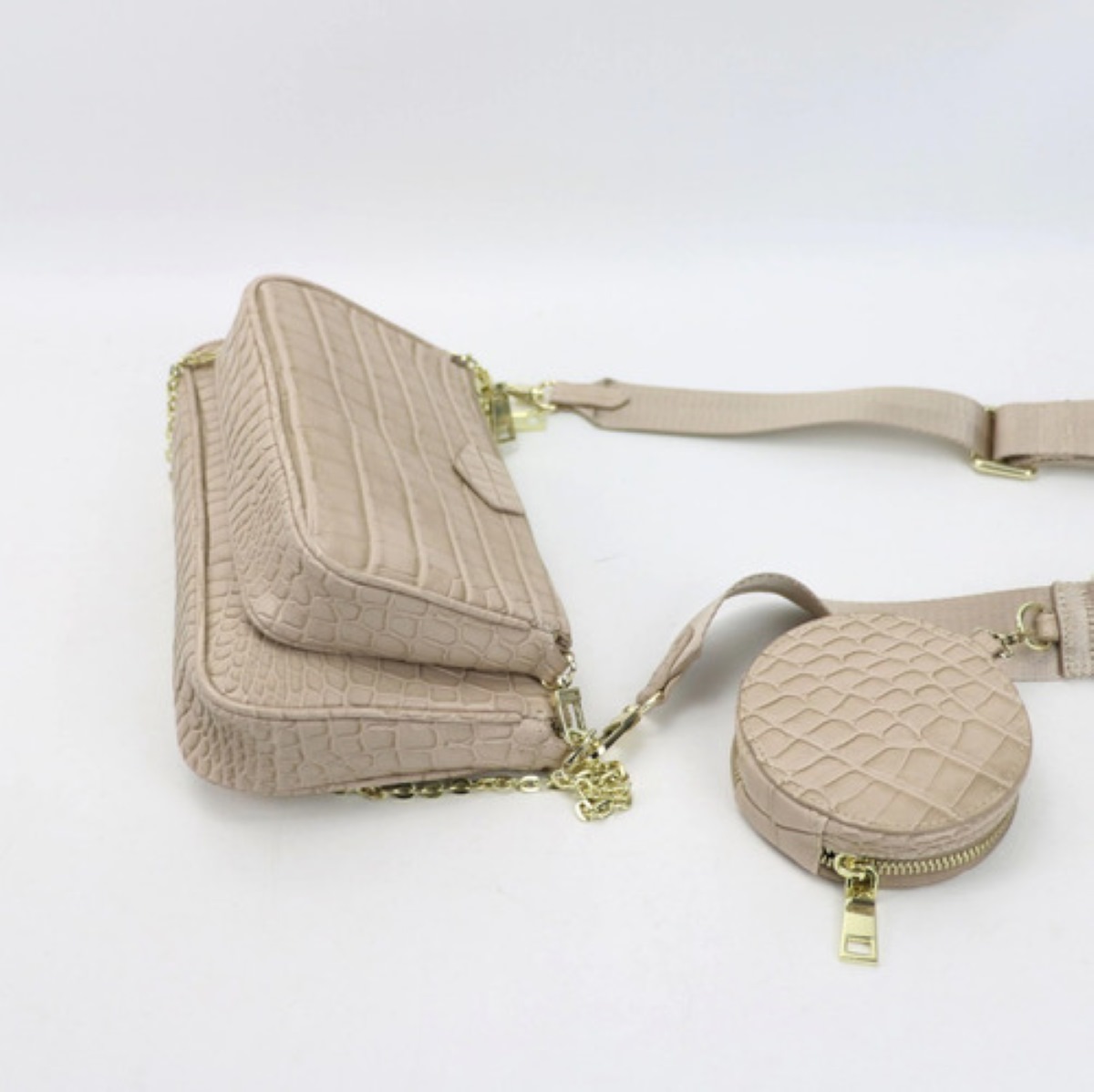 Bolsa 3 En 1 Moda Mujer Bandolera Crossbody Beige