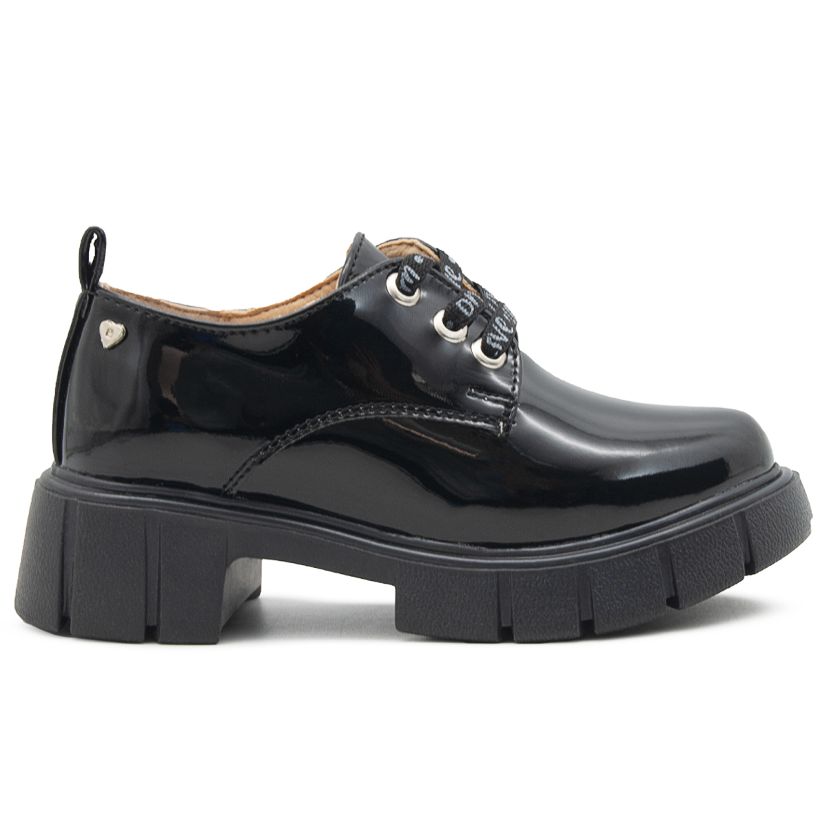 Zapato Casual Escolar Moda Niña Bambino Charol Negro 18-23