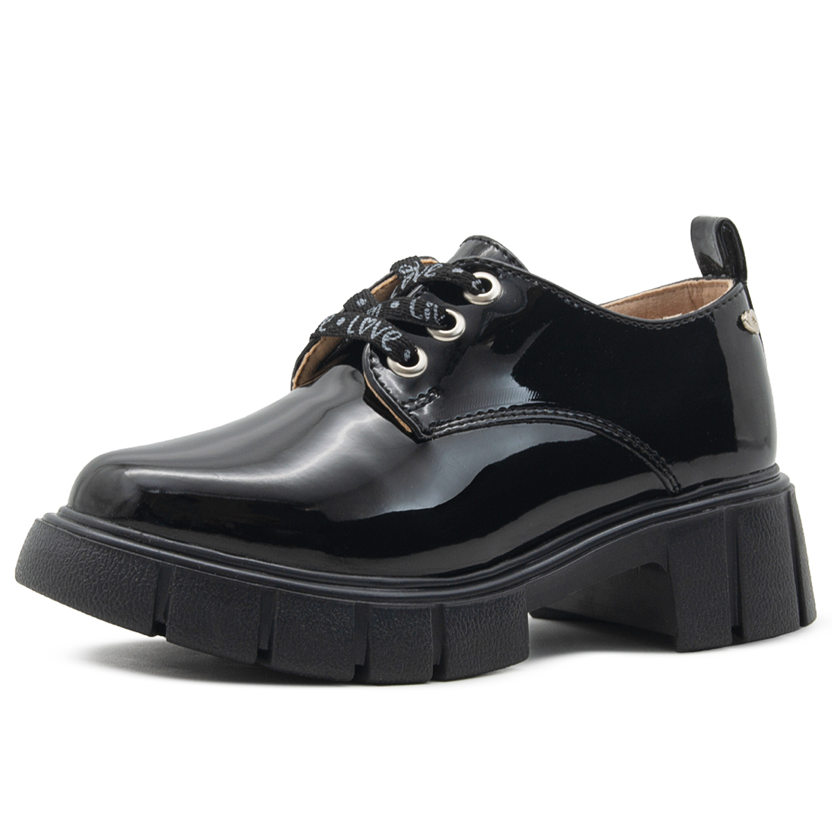 Zapato Casual Escolar Moda Niña Bambino Charol Negro 18-23