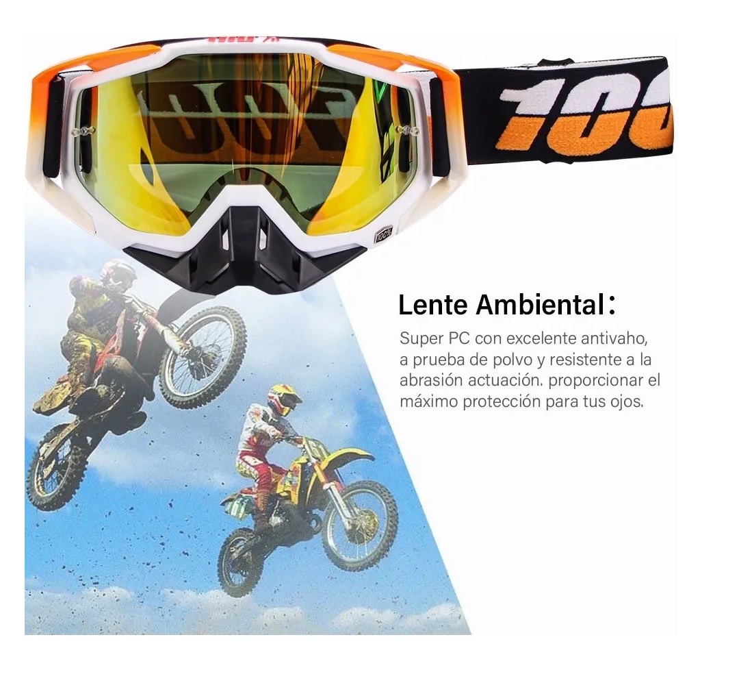 Googles Motocross Gafas  Anti Niebla - Motocicleta Naranja