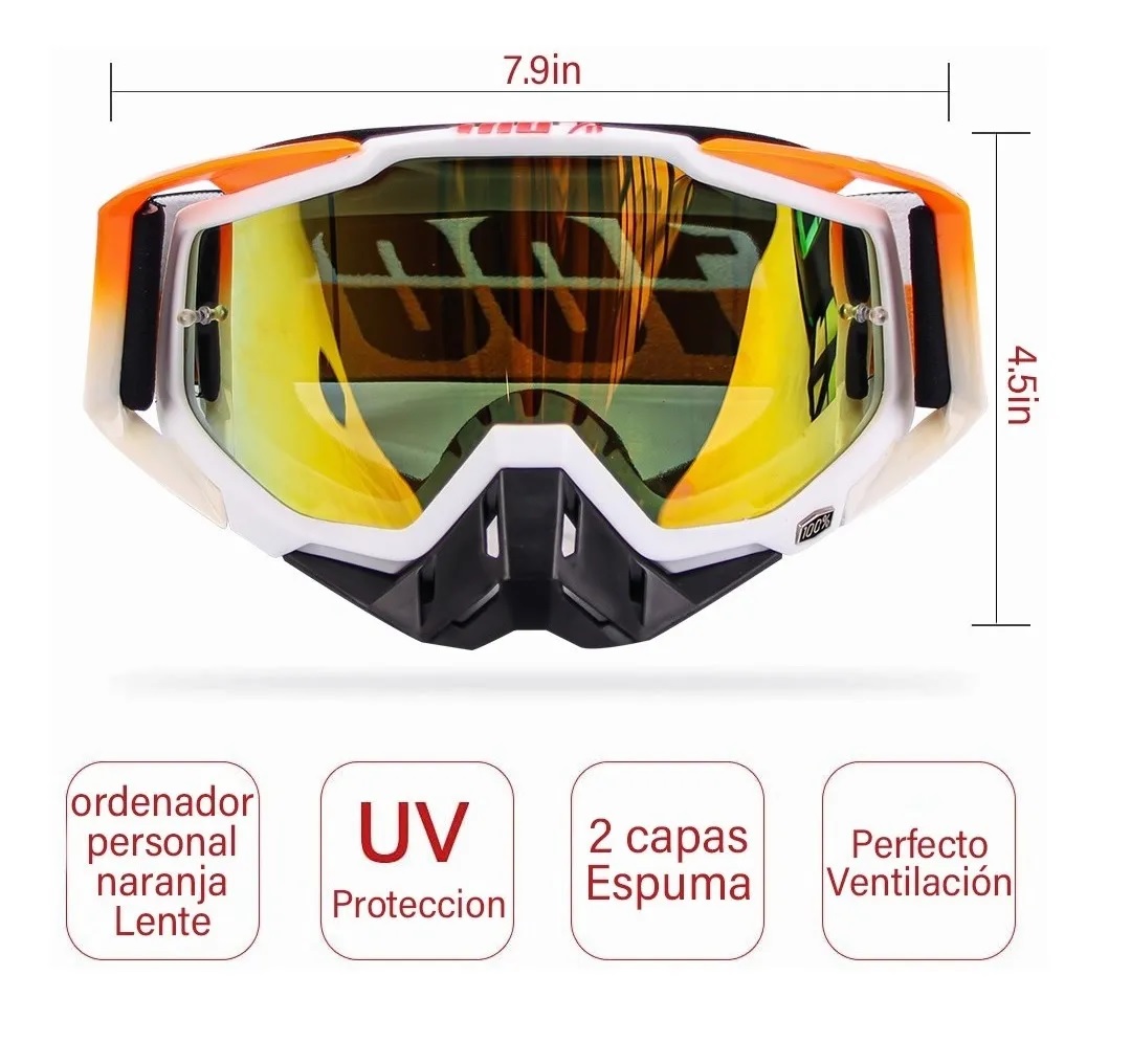 Googles Motocross Gafas  Anti Niebla - Motocicleta Naranja