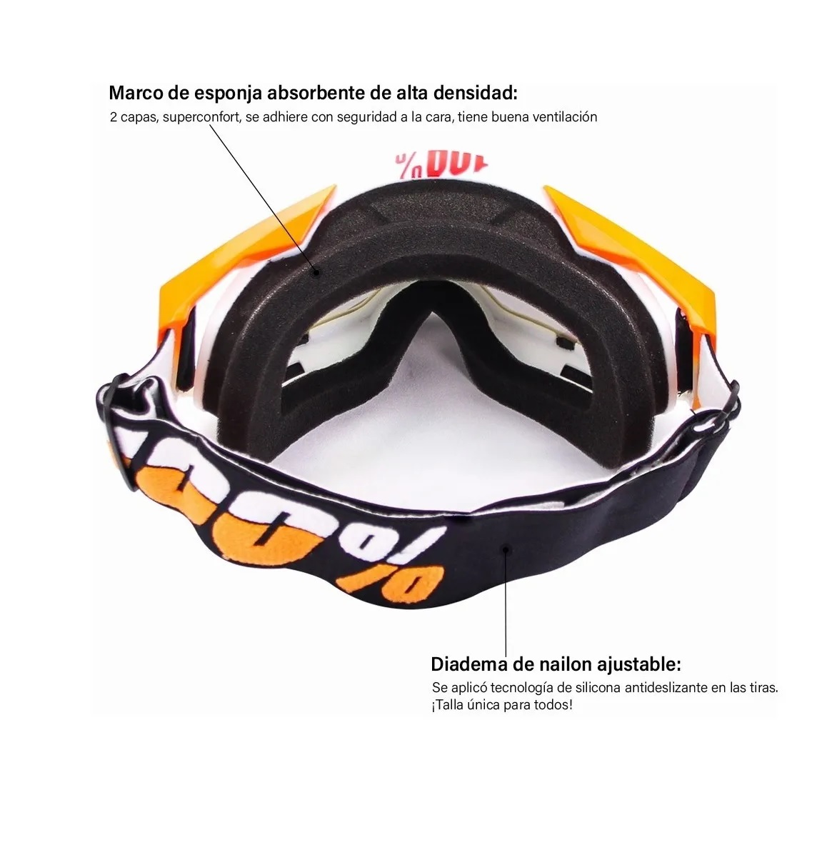 Googles Motocross Gafas  Anti Niebla - Motocicleta Naranja