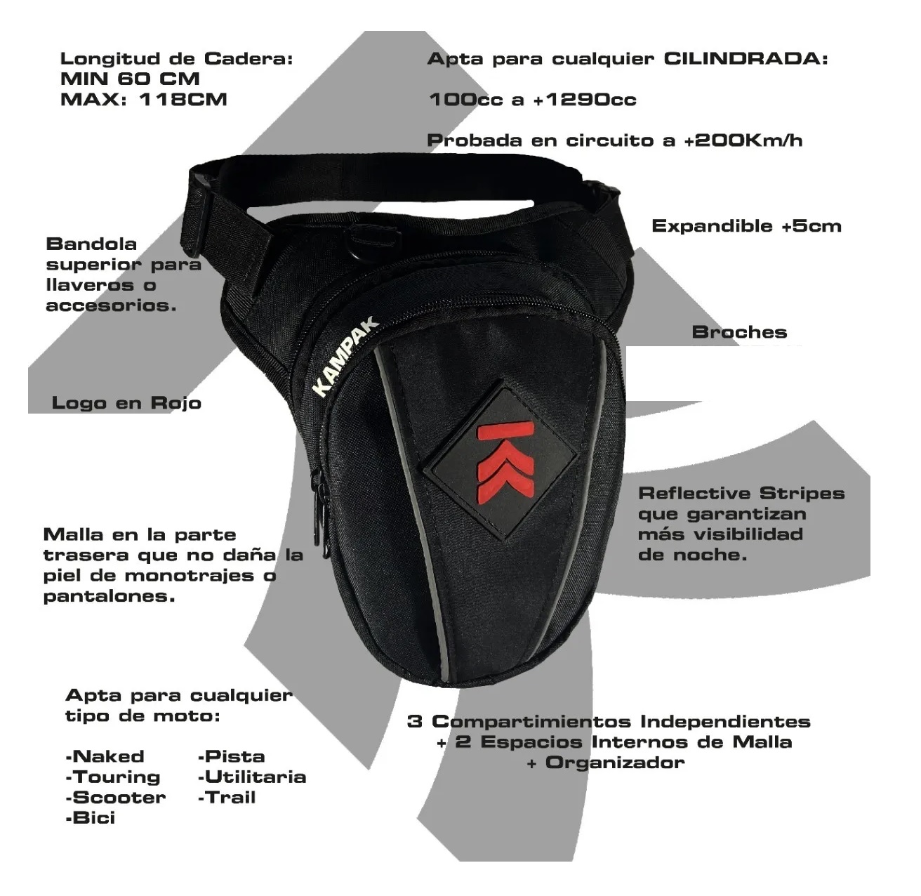 Piernera Motociclista Reflejante Expandible Moto Bici