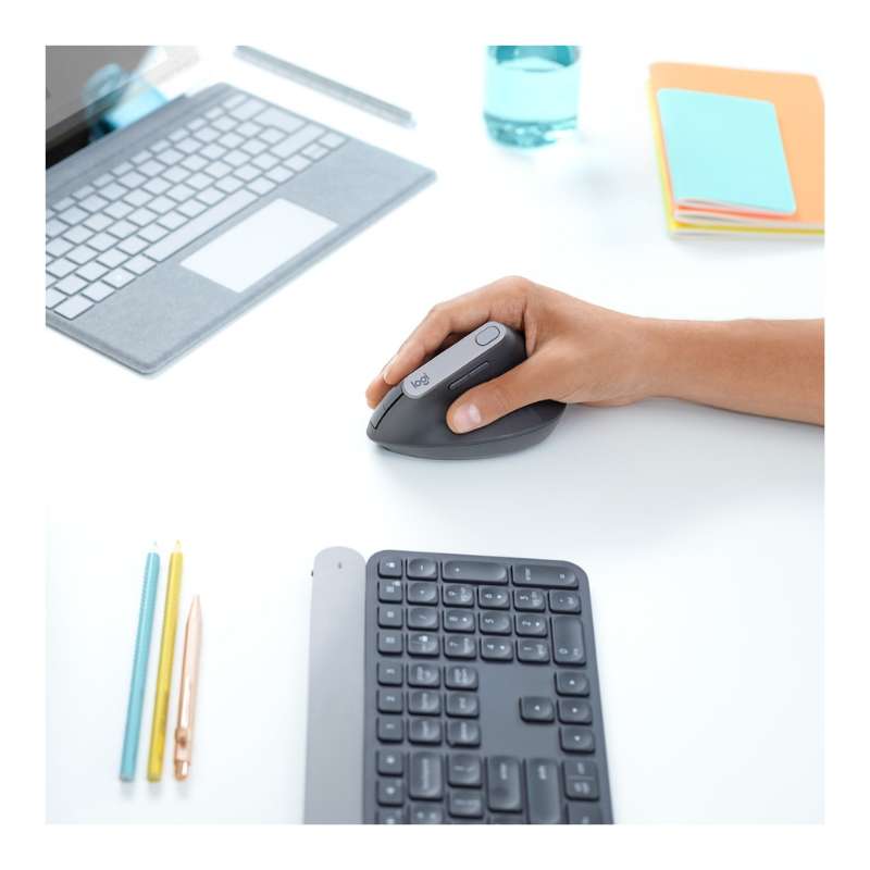 Mouse Ergonómico Logitech Óptico Mx Vertical Rf Inalámbrico Bluetooth 4000Dpi - Negro